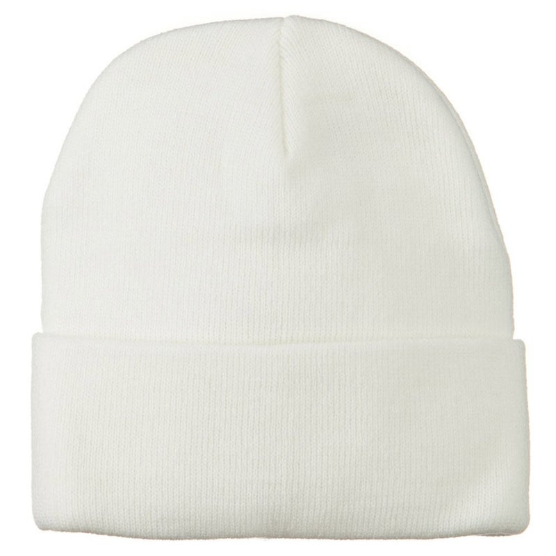 Mega Cap MG 12 Inch Long Knitted Beanie (White OSFM) - Image 5